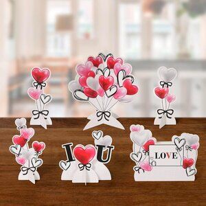 Heart Shaped Balloons Table Centerpiece Set